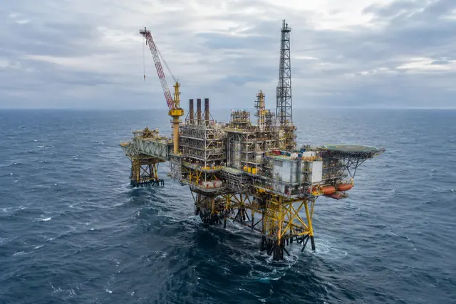 Illustrative offshore oil production platform at sea