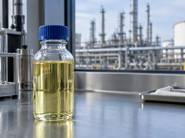 Illustrative diesel sample in a sealed laboratory bottle
