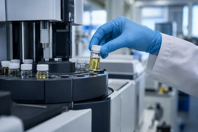 Illustrative diesel sample being prepared for laboratory testing