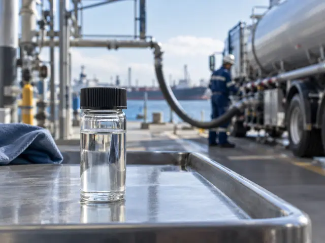 Illustrative gasoline sample at a fuel testing station