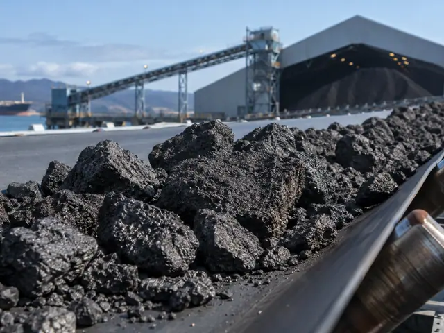 Illustrative porous petroleum coke on a bulk conveyor